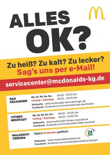 Beschwerde - Hotline McDonald's Waldshut